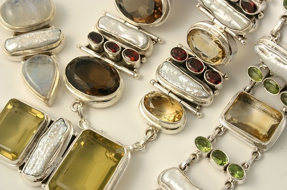 silver jewellery with semi-precious stones